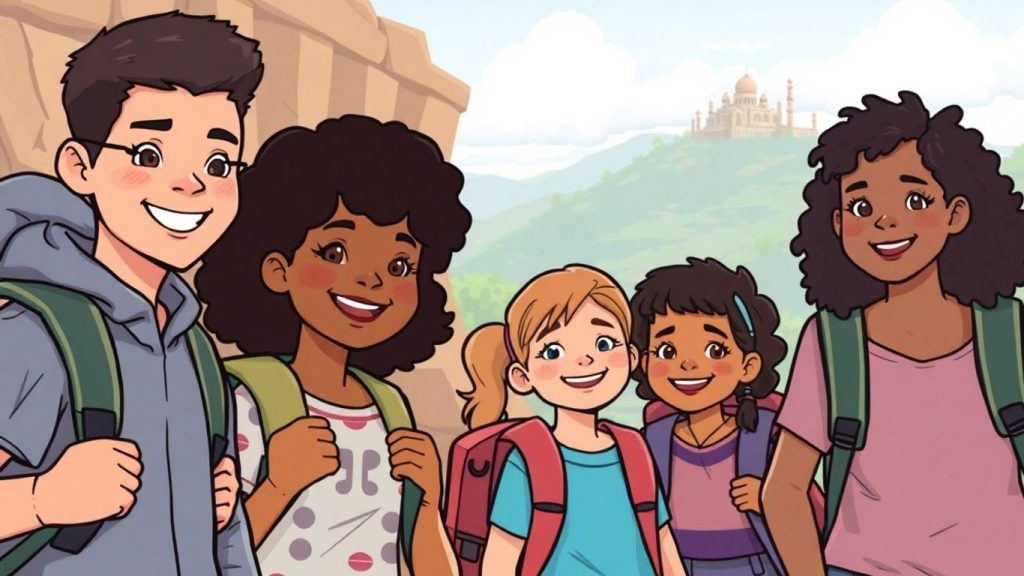 Schüler auf Klassenfahrt, sicher und glücklich unterwegs